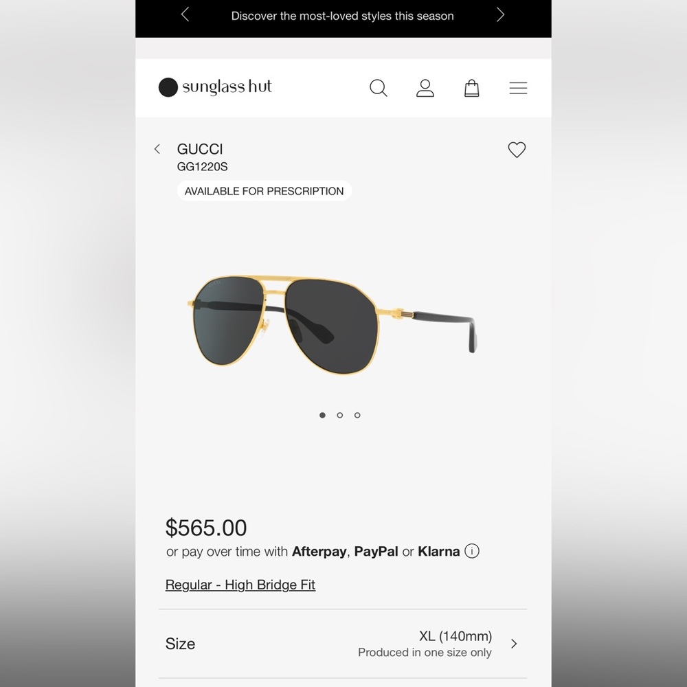 Men’s Gucci Pilot Sunglasses